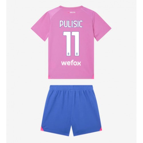 Fotballdrakt Barn AC Milan Christian Pulisic #11 Tredjedraktsett 2023-24 Kortermet (+ Korte bukser)